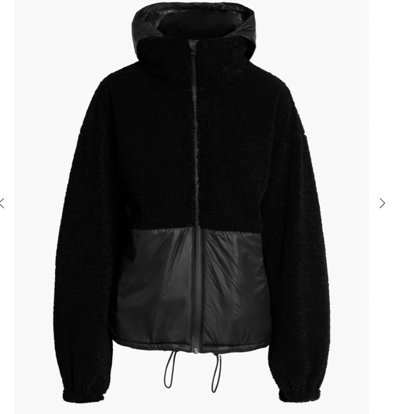 FRAME mix media high pile fleece jacket with vest insert in noir, sz. S - Picture 1 of 10
